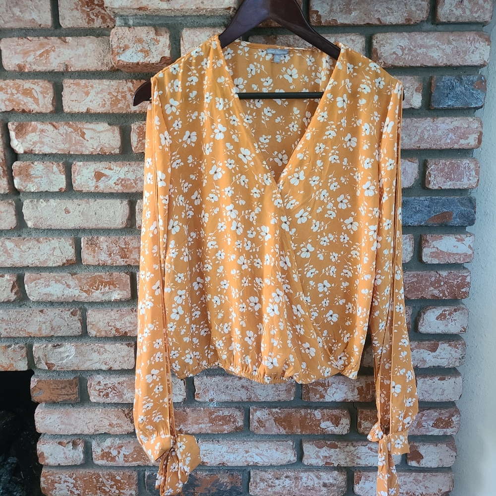 Orange floral spring blouse charlotte russe